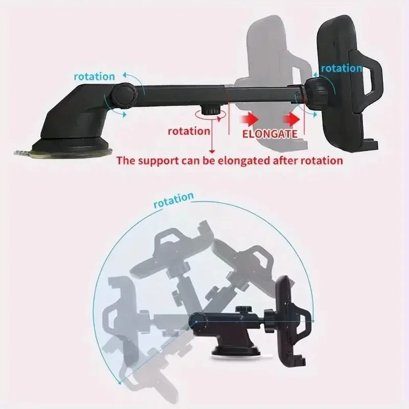 NEW 360° Rotation Car Phone Holder Sucker Mount Cellphone Stand Stable Suction Cup Support in Car Universal Mobilephone Bracket