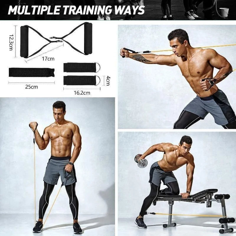 11Pcs Resistance Bands Set Bodybuilding Exercise Equipment Fitness Elastic Rope Strength Training Tensioner Workout Expander