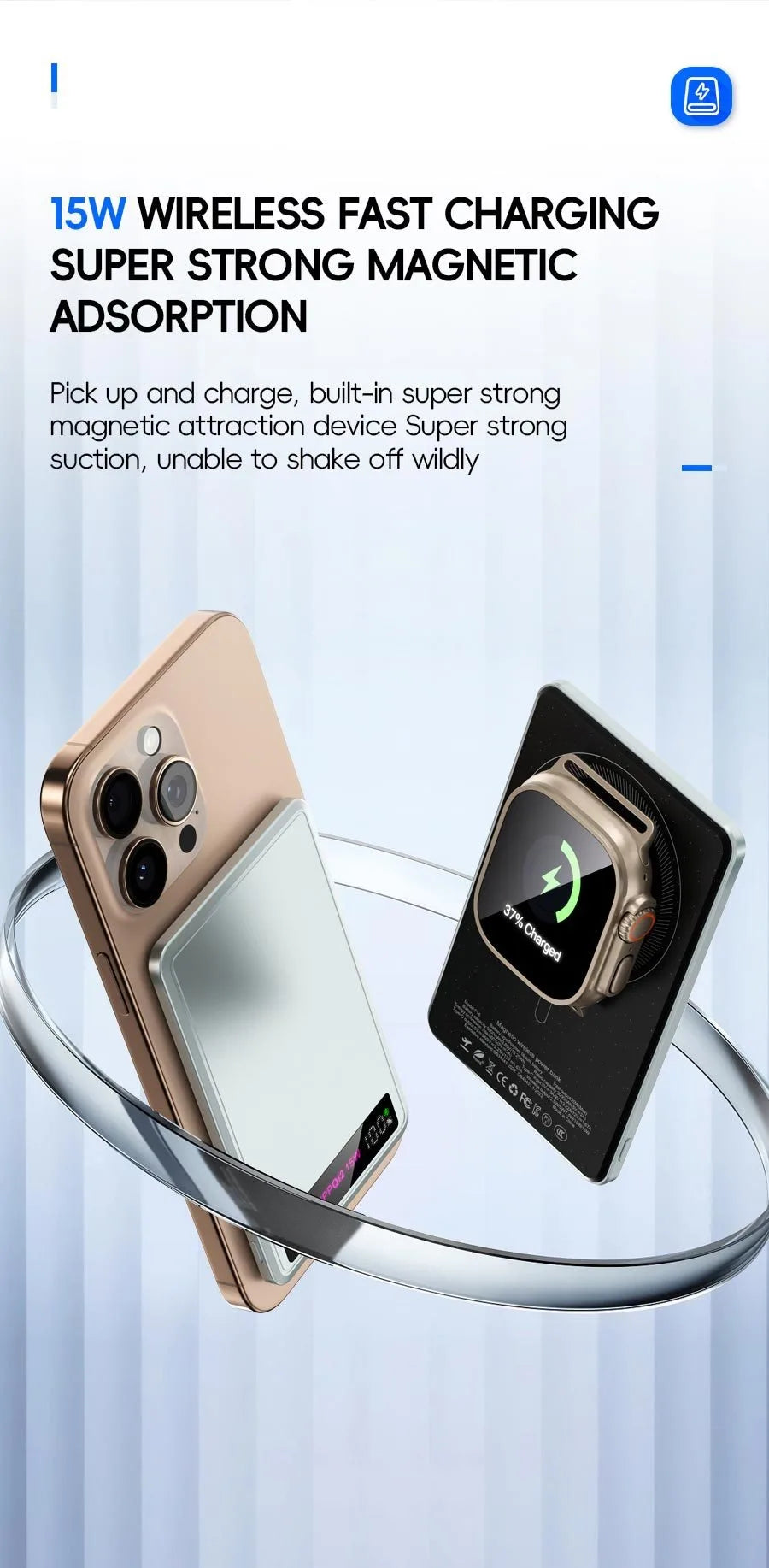 5000mAh/10000mah Fast Power Bank for MagSafe Magnetic Wireless External Battery [ CCC Certified] Color Display screen Powerbank