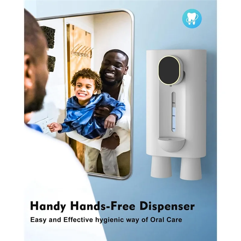 AS63-Mouthwash Dispenser For Bathroom, 18.26 Oz (540Ml) Touchless Auto Mouth Wash Dispenser With Magnetic Cups