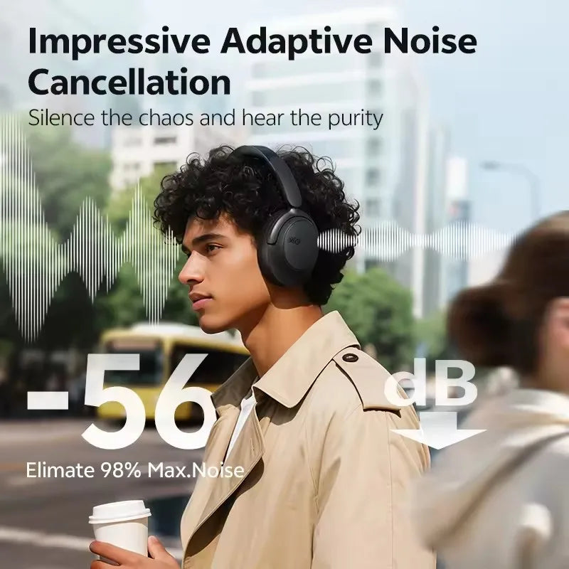 H3S -56dB Adaptive ANC Over Ear Headphone Hi-Res LDAC Spatial Sound Wireless Earphone Bluetooth 6.0 Dual Driver 102H Headset