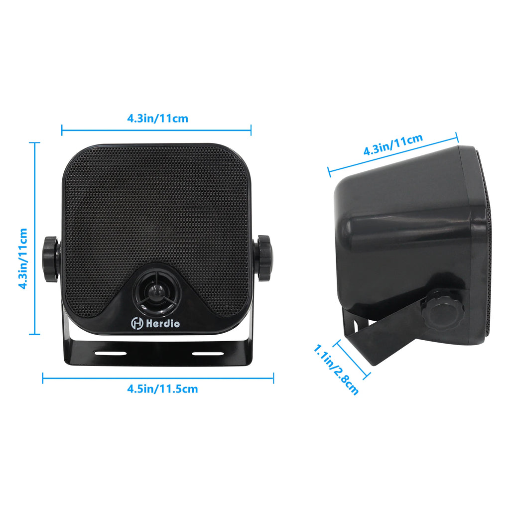 Herdio 4 Inch Waterproof Bluetooth Marine Speakers (2 Pack) - Surface Mount Heavy Duty Audio for Boats, Golf Carts, ATV, UTV,