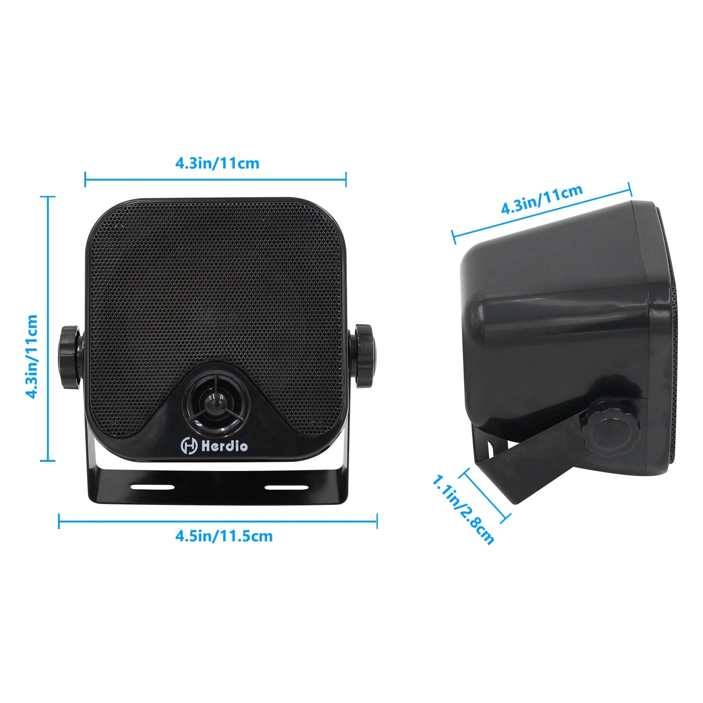 Herdio 4 Inch Waterproof Bluetooth Marine Speakers (2 Pack) - Surface Mount Heavy Duty Audio for Boats, Golf Carts, ATV, UTV,