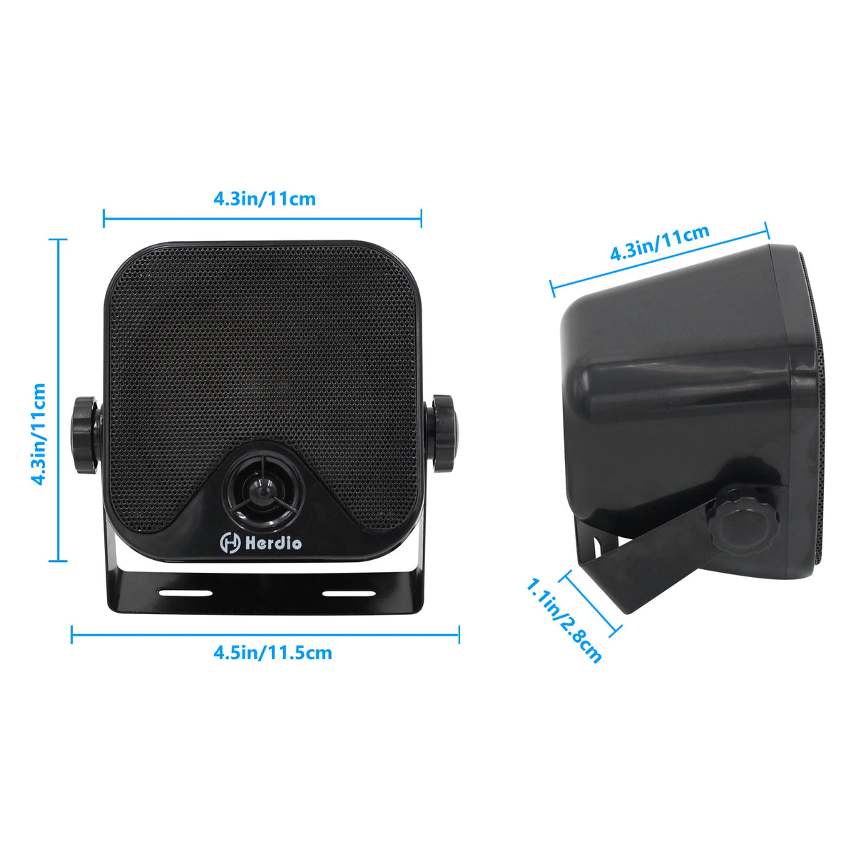 Herdio 4 Inch Waterproof Bluetooth Marine Speakers (2 Pack) - Surface Mount Heavy Duty Audio for Boats, Golf Carts, ATV, UTV,