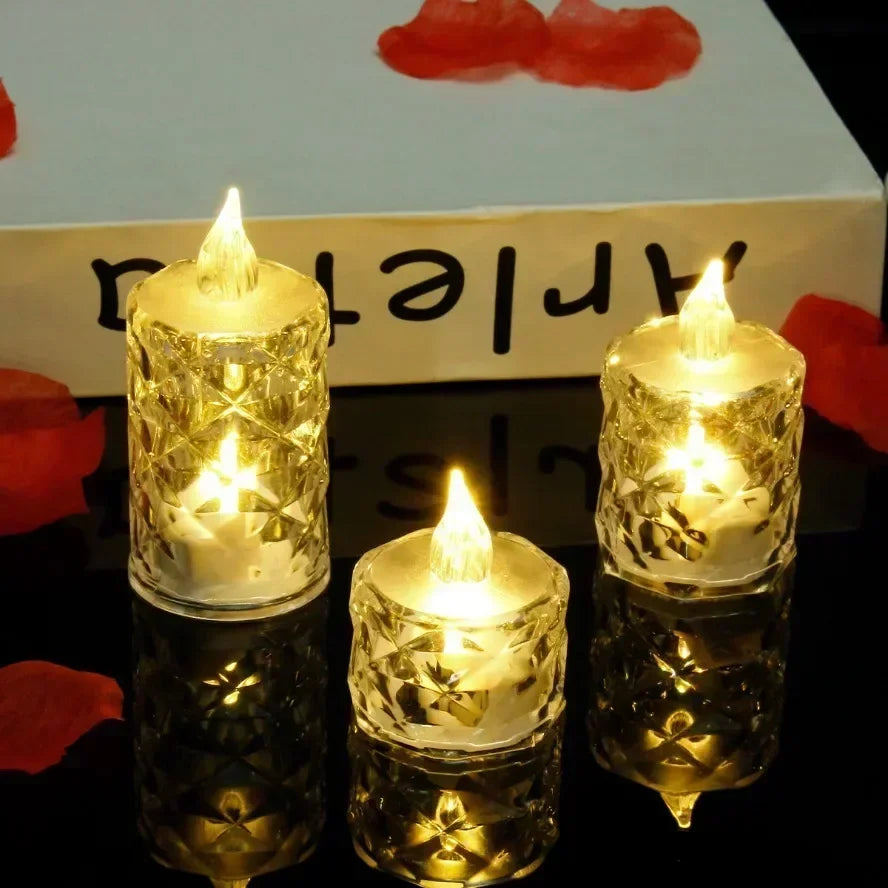 24~1PCS S/M/L LED Crystal Candle Light Flameless LED Candle Electronic Night Lamp Dating Party Christmas Home Wedding Decoration