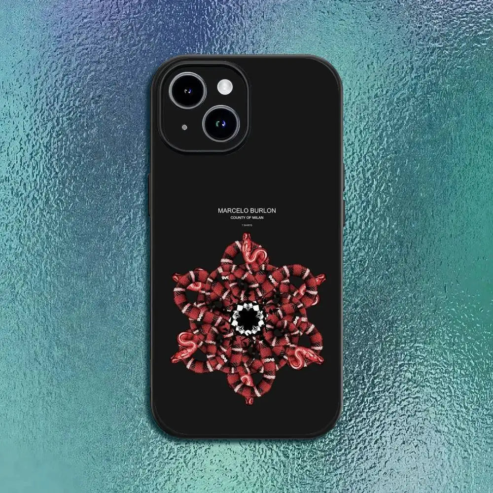 Fashion Burlons Design-M-MarceloeS Phone Case For IPhone 17 12 13 14 15 16Pro Max  Plus Classic black soft shell