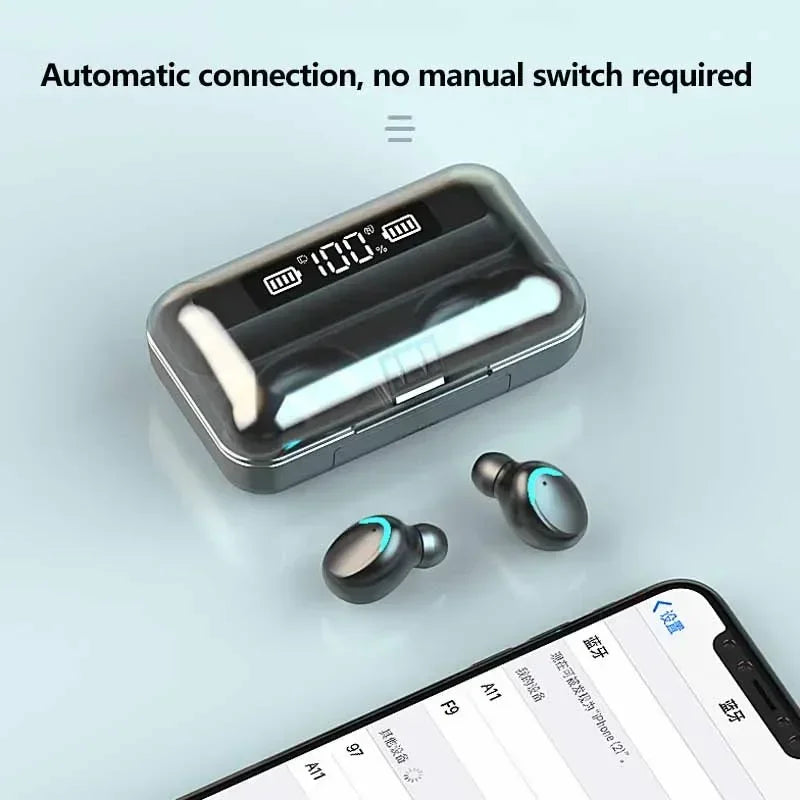 F9 Wireless Game Earbuds - TWS Bluetooth Headphones with Digital Display & Large Capacity Charger