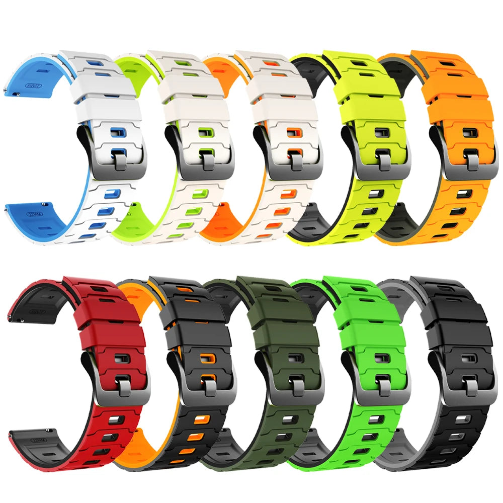 22mm Two-Tone Silicone Band Quick Release Strap For Garmin Forerunner 570 47MM 265 255 Music/Venu 4 3 2 45MM Sport Bracelet Belt