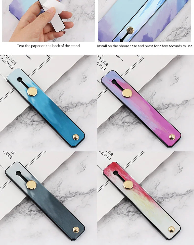 Portable Push-pull Phone Holder Slide Stand Multi-function Ring Buckle Lazy Desktop Sticky Rainbow Phone Silicone Ring Grip