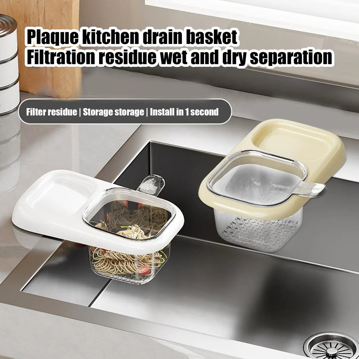 Sink Drain Basket with Suction Cup & Storage Rack Kitchen Sink Filter Accessory for Waste Clog Prevention in Homes