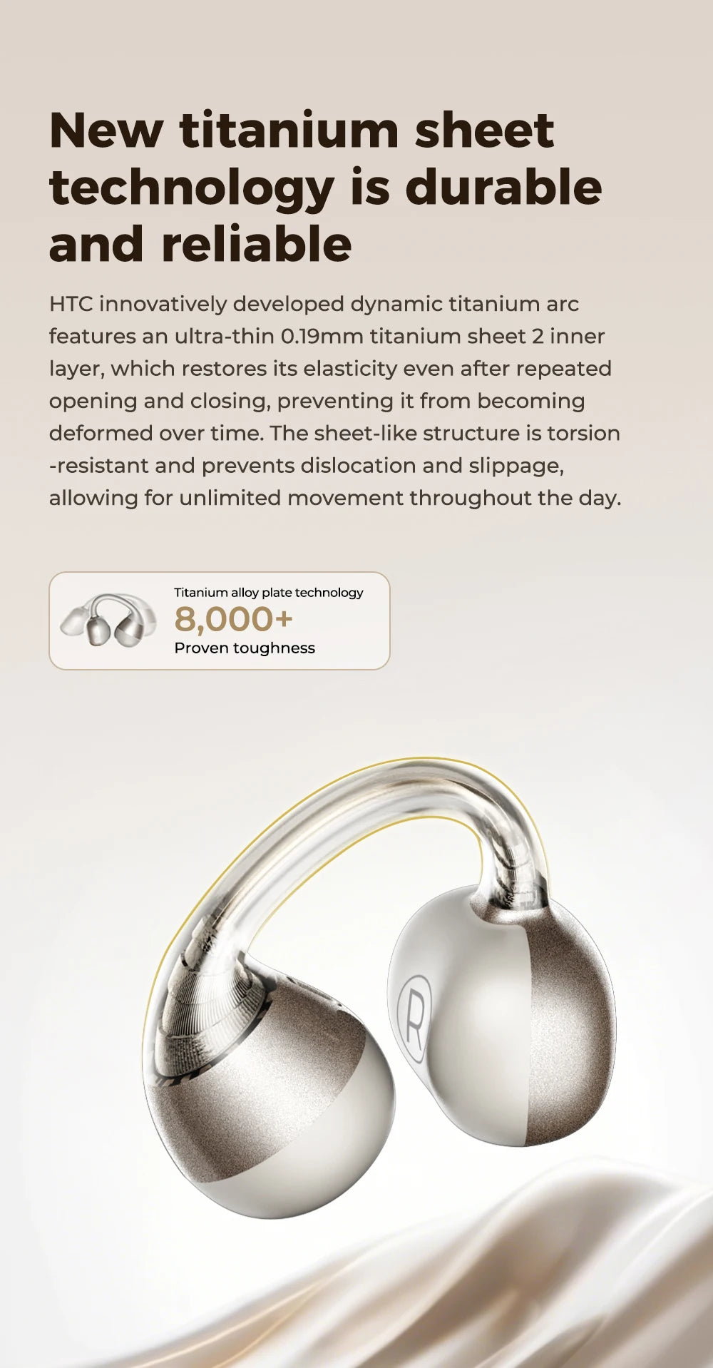 【HTC NE56】 Bluetooth V6.0 Earphones OWS Ear clip Sports Wireless Headphones Noise Reduction Calls Ultra-light Earclip Earbuds