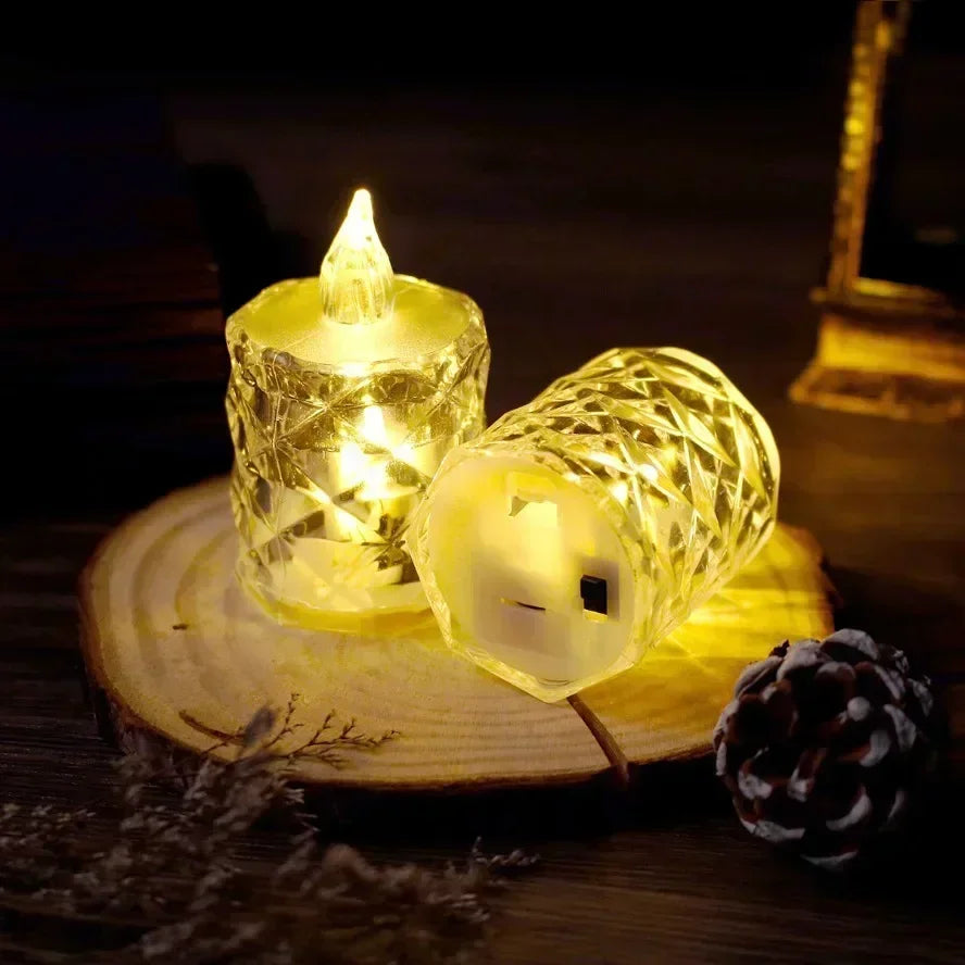 24~1PCS S/M/L LED Crystal Candle Light Flameless LED Candle Electronic Night Lamp Dating Party Christmas Home Wedding Decoration
