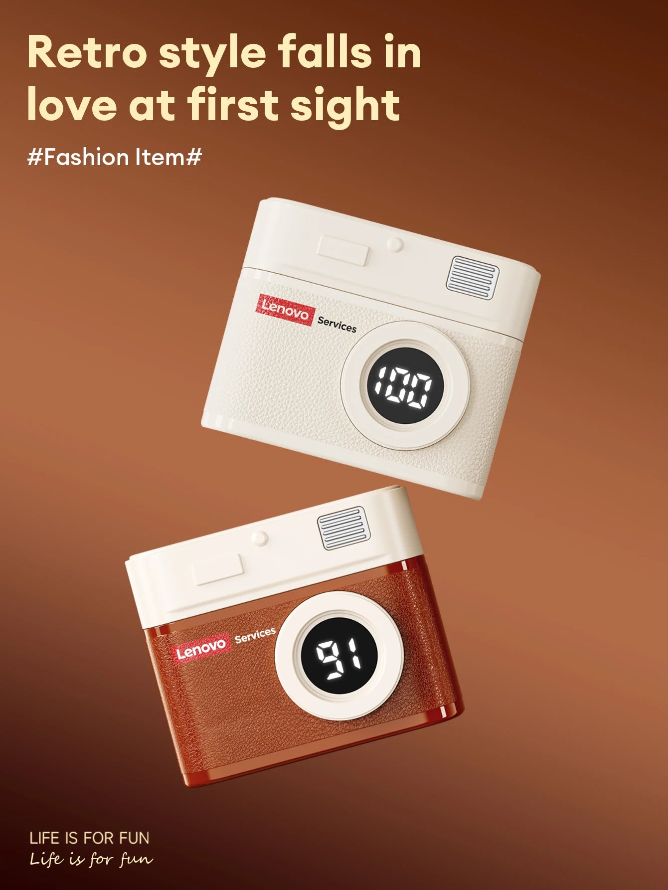 Lenovo LE218 Bluetooth 6.0 Vintage Leather Wireless Earbuds LED Digital Display Headphones ENC Noise Reducation Earphone for Mi