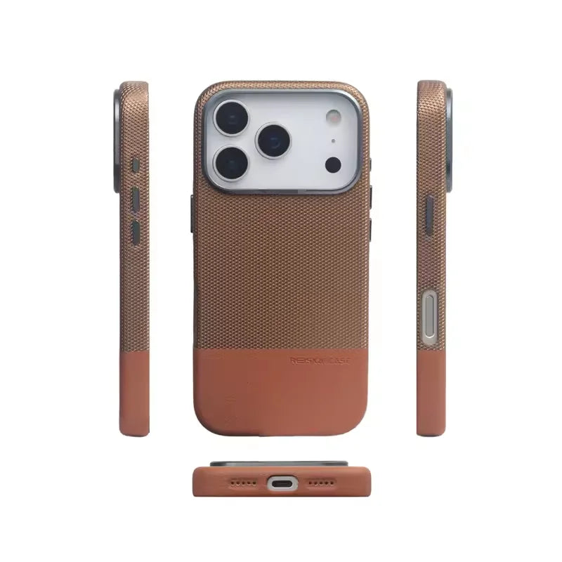Luxury Business Hit Color Relief Leather Case for IPhone 17 Pro Max 16 15 14 13 for MagSafe Magnetic Shockproof Alloy Lens Cover