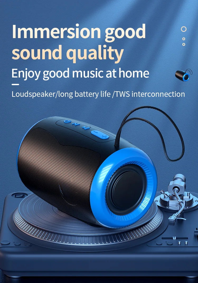 TSN-1 Portable Speaker Wireless Bluetooth Speakers with 5.3 Stereo FM/SD/USB Disk/Aux Modes Waterproof for Outdoor Hifi Sound