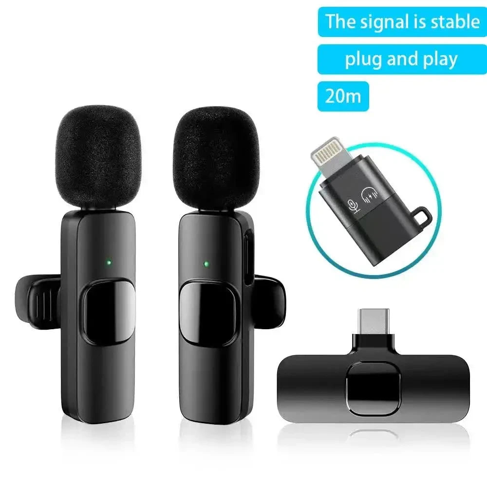 Mini Lavalier Microphone Portable Live Streaming Shooting Interview Mini Wireless Microphone with Clip for Video Recording
