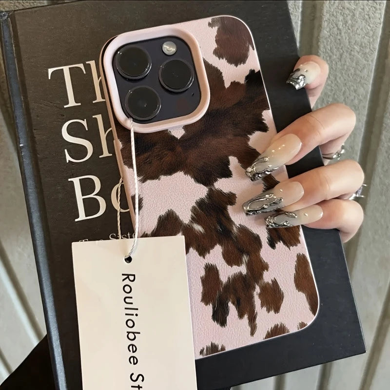 Brown Cow Fur Graphic Printed Silicone Phone Case For iPhone 17 Air X XR XSMax 8 Plus 16 15 14 13 12 11 Pro Max Soft Back Cover