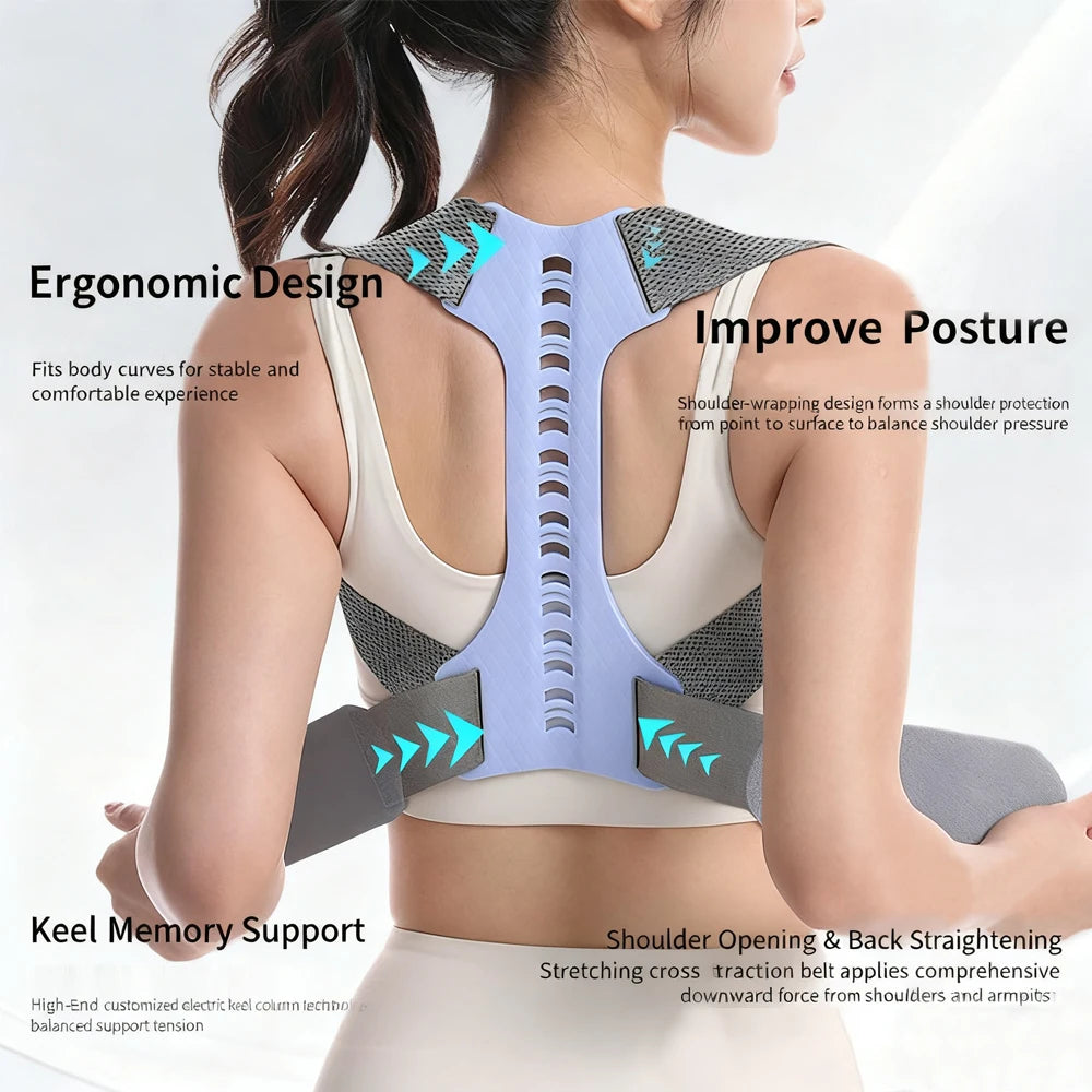 LAOZHAO Adjustable Posture Corrector for Men & Women - Upper Back Brace for Neck, Shoulder & Spine Support,Scoliosis & Back Pain