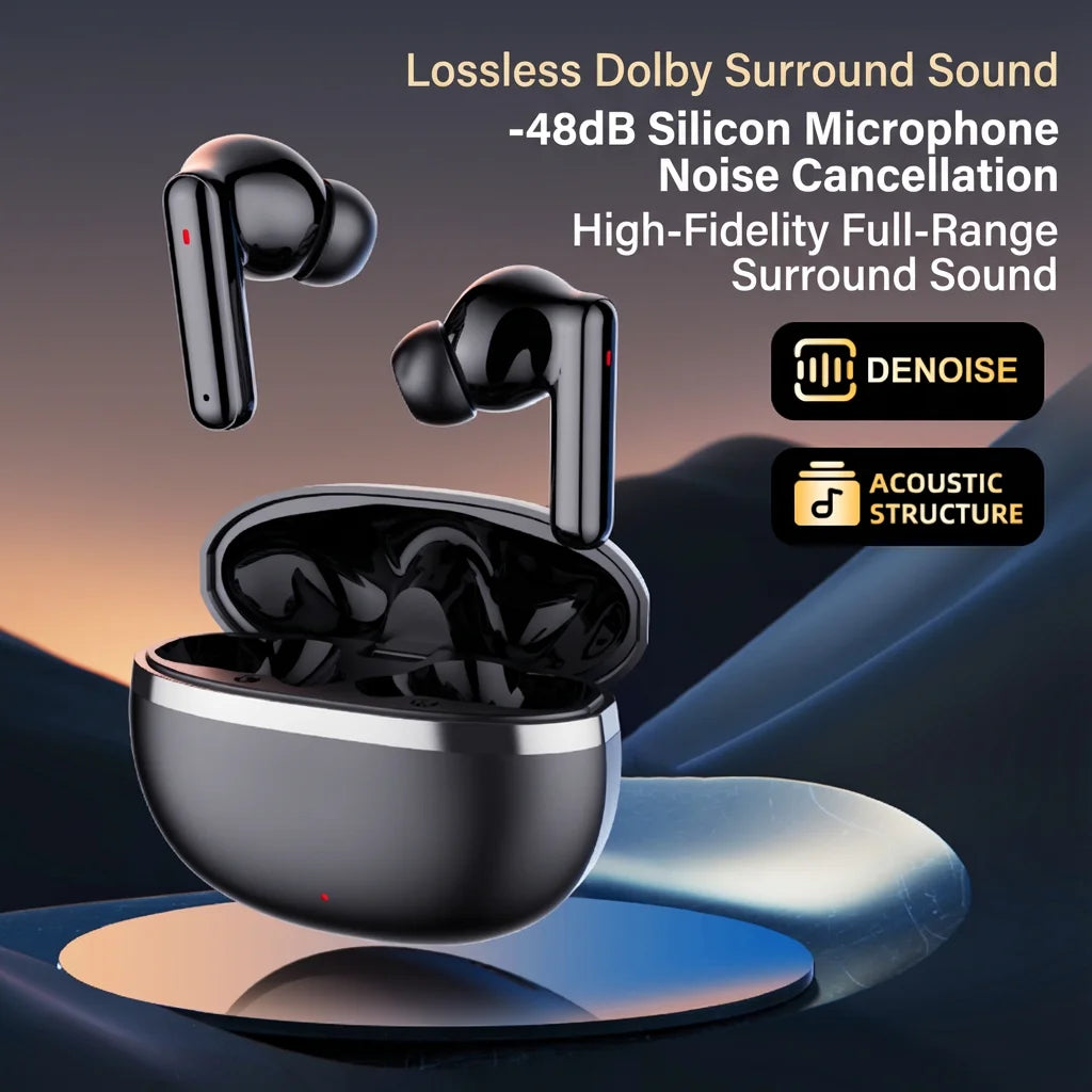 KaiAqua Original Noise-Cancelling TWS Earbuds Bluetooth Lightweight Enhanced Sound Comfort Fit IPX5 Waterproof Sports Daily Use
