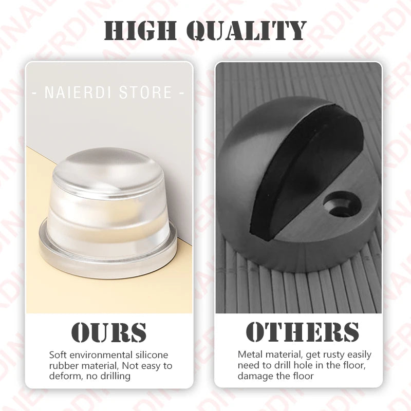 NAIERDI Wall Protector Silicone Door Stopper Self-Adhesive Nail-Free Door Stops Anti-Collision Door Holder Hardware