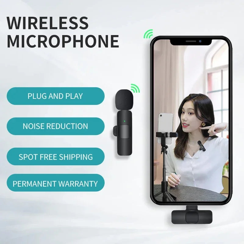 Wireless Lavalier Mic Audio Video Recording Mini Replaceable Windproof Fleece Microphone for vlog YouTube Shooting Microphone