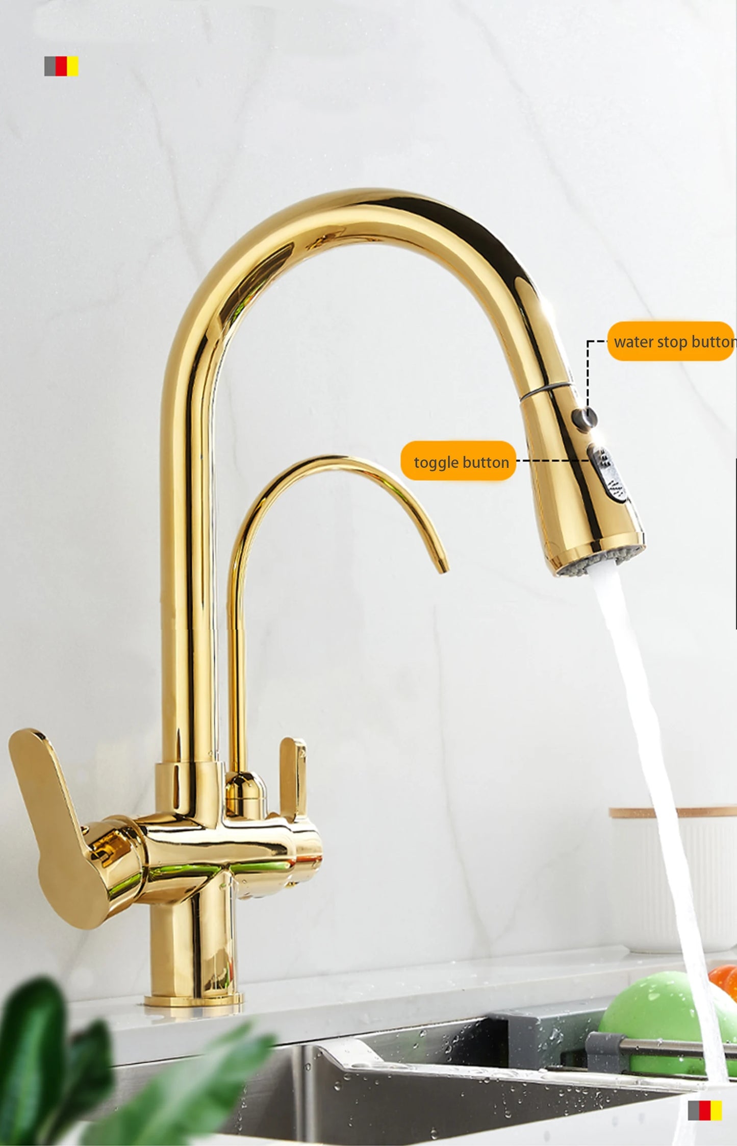 Touch Sensor Filter Kitchen Faucet With Pure Water Pull Out Mixer Tap Rotate Hot Cold Water Crane Mode Deck Mounted Mixer Tap