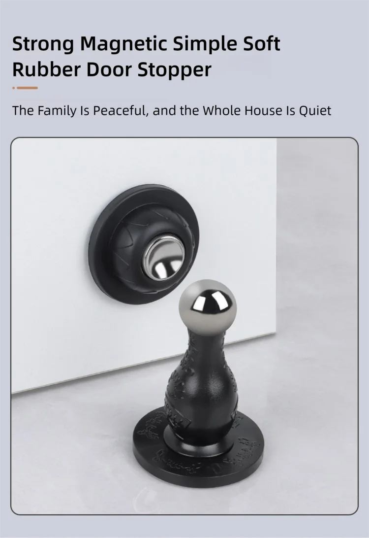 New Drill-Free Door Stopper with Silicone Anti-Collision Pad, Door Holder for Fixing Door Behind and Preventing Collision