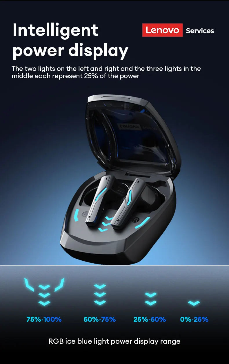 New Lenovo GT100 TWS Bluetooth 6.0 Gaming Headphones Low Latency Long Battery Life In Ear Wireless Earbuds HD Calls Earphones