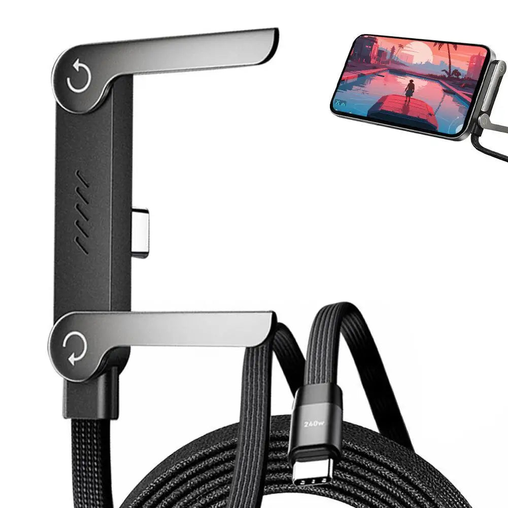 240w Fast Charging Foldable Bracket Data Cable With Built-in Holder Type-C To Type-C Uninterrupted Gaming 2026 NEW