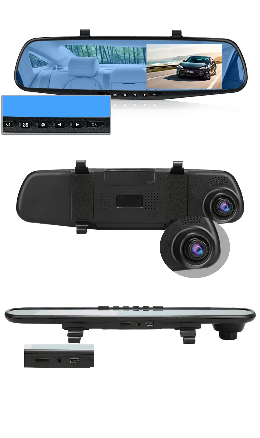 4.3 Inch 1080P Dual camera Dash Cam For Cars Optional 1080P Rear Car Camera Night Vision Loop Recording Wide Angle Car DVR Came