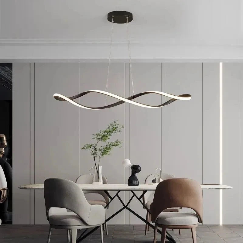 Adjustable Height LED Ceiling Light with Remote Control Modern Kitchen Island Lighting Living Room Illumination