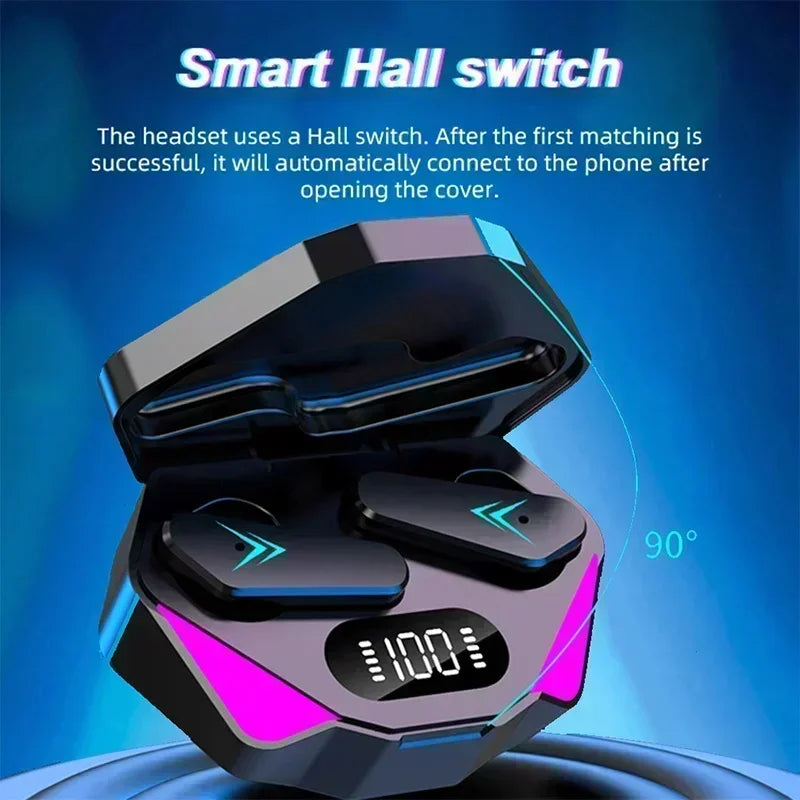 Gaming Earbuds Wireless Bluetooth 5.0 Earphones with Mic Bass Boosted 9D Stereo Sound Positioning HiFi Music Headset