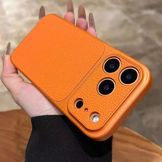 Luxury Lychee Leather Shockproof Phone Case For iPhone 17 Air 16 15 14 13 Pro Max Instantly Turn 17Pro Full Bumper Matte Cover