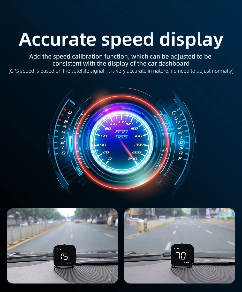 GPS Smart Car Head Up Display G4S HUD Digital Speedometer MPH KMH With Overspeed Alarm Car Time Display White LED Gauge Meter