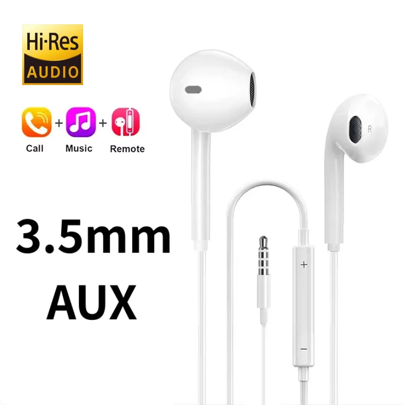 Type C 3.5mm Wired Earphones For in-ear Redmi mi Xiaomi 17 15 14 13 12 11 Pro Headphones iphone16 15 Samsung Huawei Phone Tablet