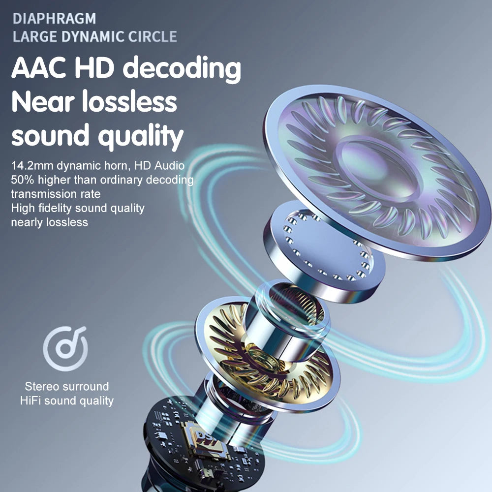 Wireless Bluetooth 5.4 Headset with LED Display HiFi Sound Quality Sports And Gaming Earbuds