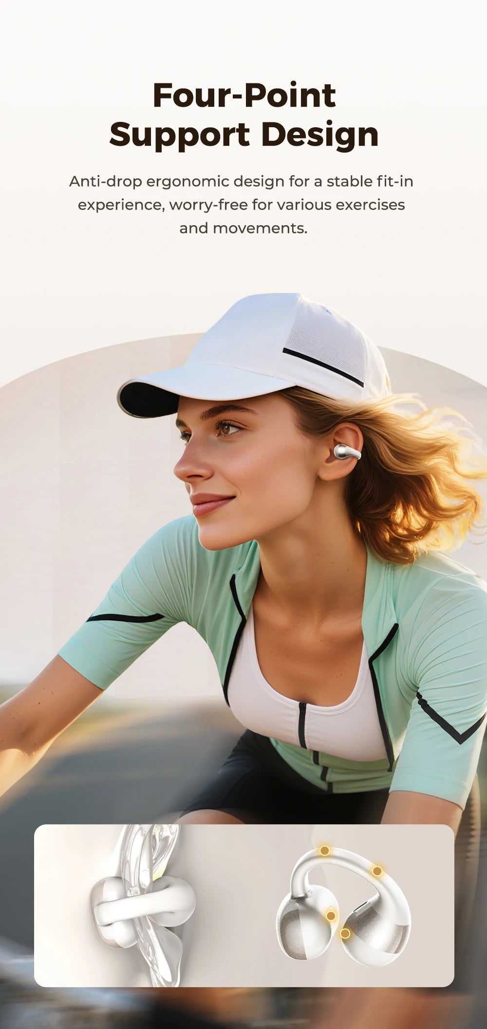 【HTC NE56】 Bluetooth V6.0 Earphones OWS Ear clip Sports Wireless Headphones Noise Reduction Calls Ultra-light Earclip Earbuds