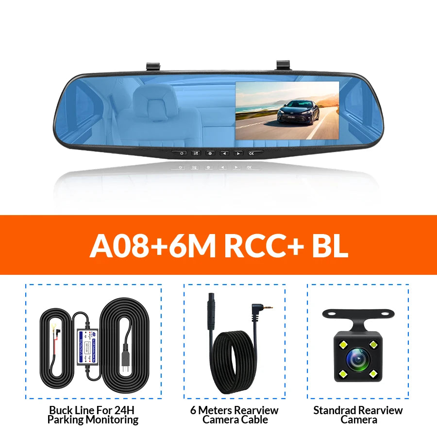 4.3 Inch 1080P Dual camera Dash Cam For Cars Optional 1080P Rear Car Camera Night Vision Loop Recording Wide Angle Car DVR Came