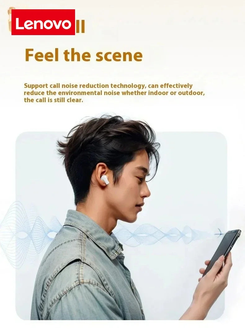 Lenovo Headphones Extended Battery Life for Sports Bluetooth Earbuds Wireless Earphones Long-Lasting with Noise Cancellation