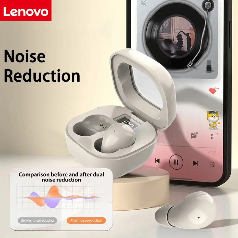 Lenovo Mini Wireless Bluetooth Earphones, Compact Sleep Earbuds, Invisible Earphones for Work and Sports, High-Definition HiFi