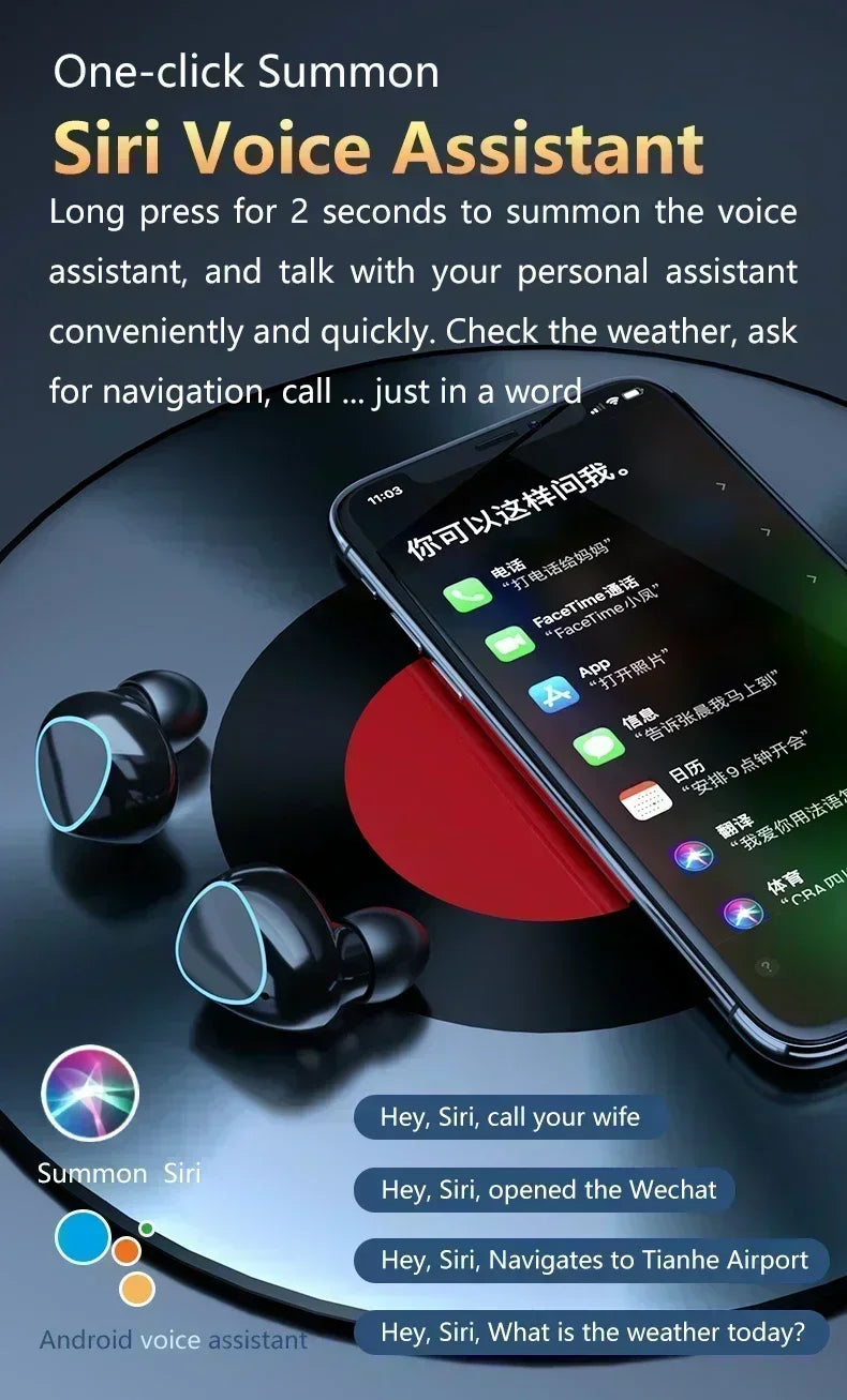 Original M10 Wireless Bluetooth Earpods - All-in-One Sports Headphones with Noise Canceling, Stereo Sound & Built-in Microphone