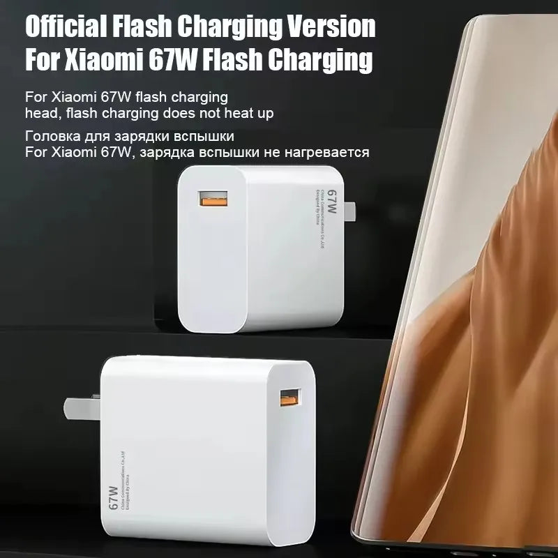 For XIAOMI 67W Charger Cargador Hyper Turbo Charge Adapter 67W Fast Charging Cable For Mi 15T 13T 13 12 Lite Poco X5 Pro F5 F4