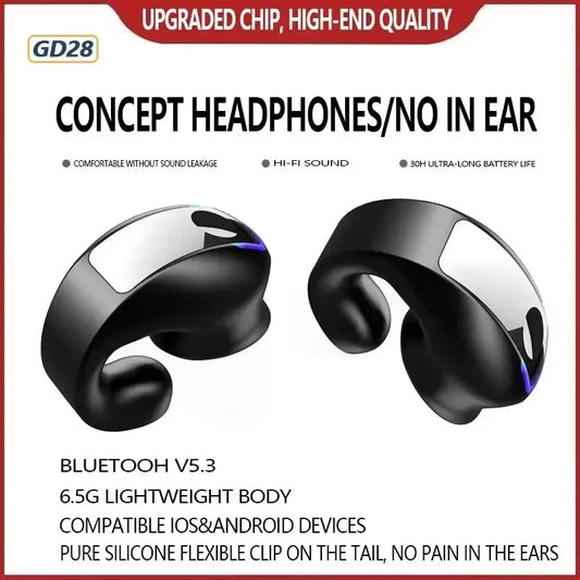 Bluetooth Earphone Clip On Monaural Inear Motion Stereo Bone Conduction Gd28 Business Wireless Earphone Mini Monaural Tws
