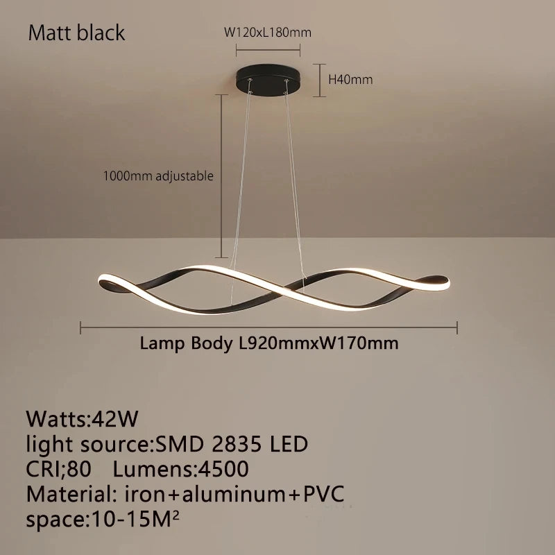 Adjustable Height LED Ceiling Light with Remote Control Modern Kitchen Island Lighting Living Room Illumination