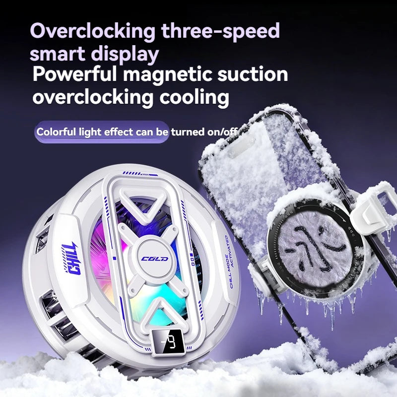 K51 AI Mobile Cooler Magnetic Back-clip Ice Cooling Radiator Digital Display RGB Light Gaming Cooler Temperature Control