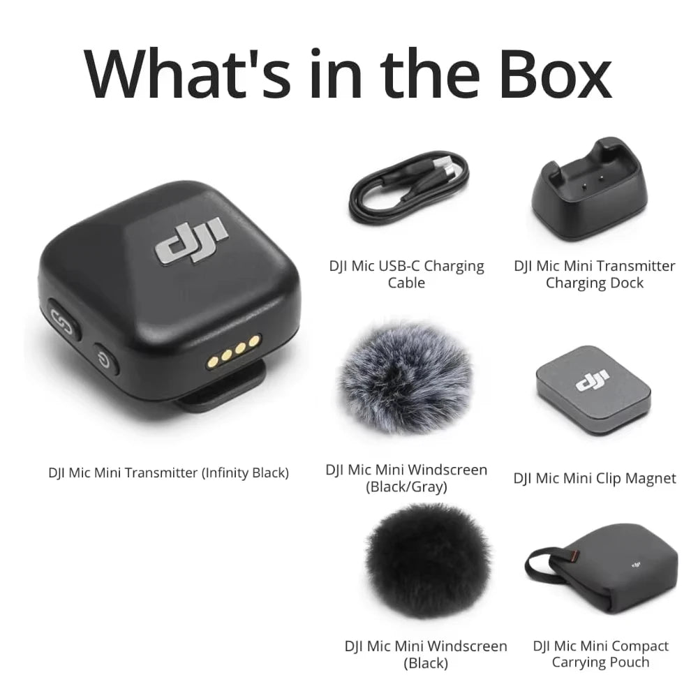 Original DJI Mic Mini (1 TX + 1 RX) Wireless Microphone Ultralight Detail-Rich Audio Noise Cancelling Automatic Limiting