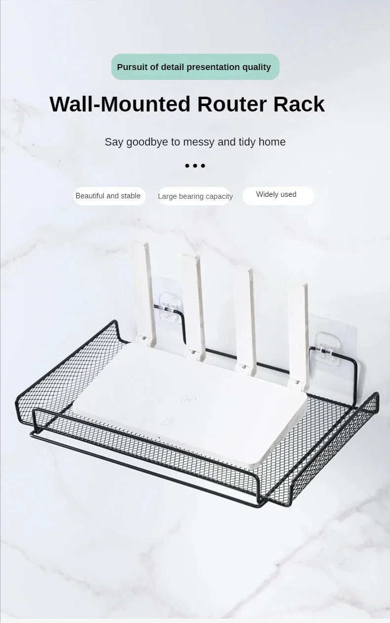 Self-adhesive Shelf Wall-mounted No-drill Storage Box  Kitchen SpiceDrying Rack Shelf for Dish Wall Router Rack TV Set-top Box