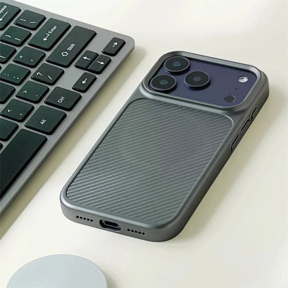Luxury Business Carbon Fiber Pattern Hard PC Magnetic Case For iPhone 17 16 15 Pro Max For Magsafe Wireless Charging Matte Cover
