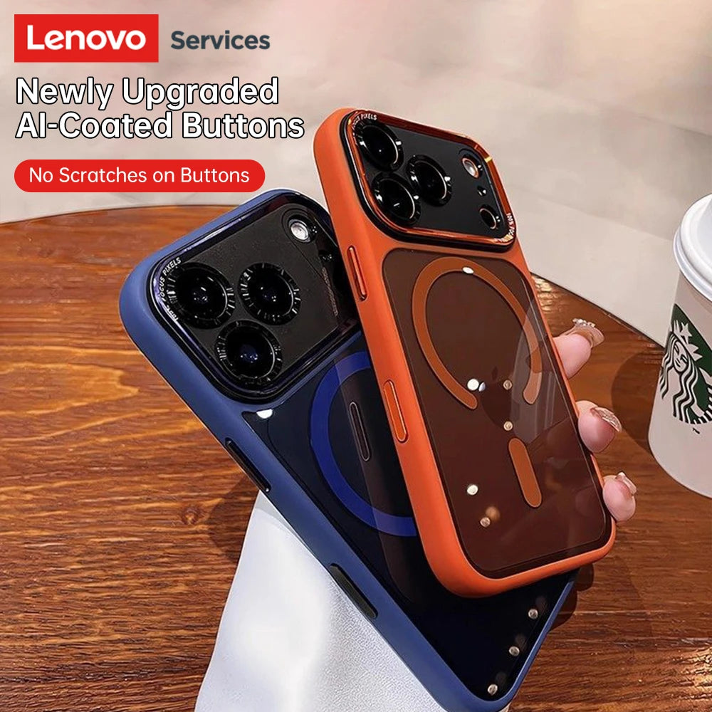 Lenovo Brand for Magsafe Transparent Phone Cases For iPhone 17 Pro Max 15 16 Pro Max Magnetic Shockproof Cover
