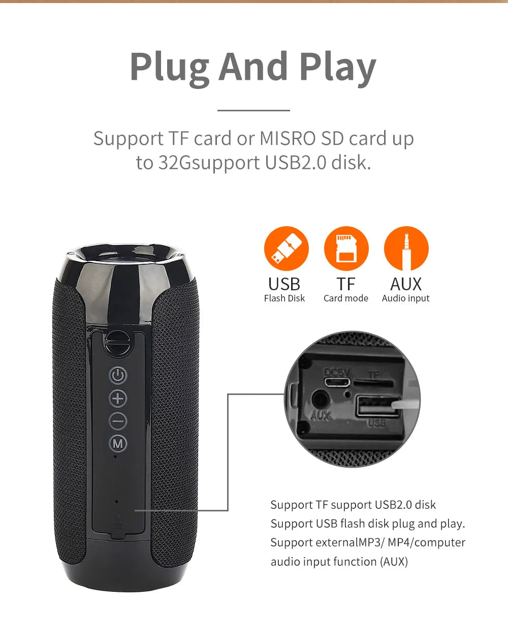 Bluetooth Speaker T&G TG117 Portable TWS Sound Box Waterproof Loudspeaker Outdoor Stereo Surround Speakers Support TF FM Radio